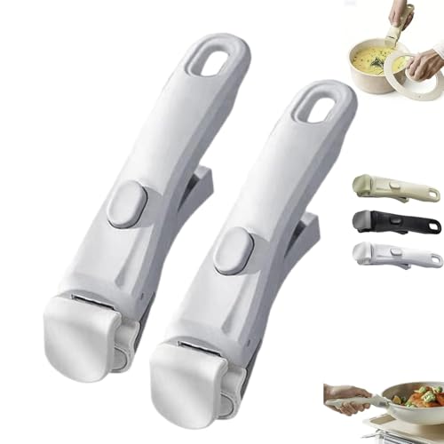 Générique Lot de 2 poignées universelles amovibles pour casseroles et poêles à frire, résistantes à la chaleur jusqu'à 250 °C, poignée ergonomique à clipser, supporte jusqu'à 10 kg (blanc)