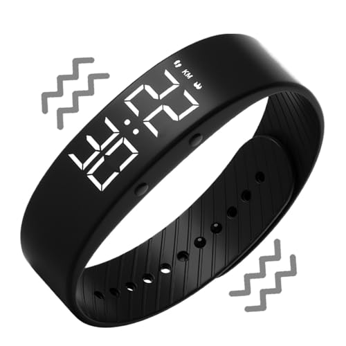 Wrist Band Alarm Clock - Vibration Silent Alarm Bracelet, Rechargeable Waterproof Smart Timer Watch with Pedometer StopwatchRemi