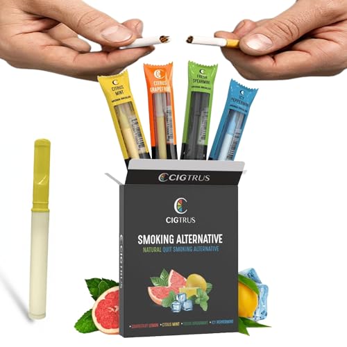 cigtrus quit smoking inhaler  nicotine-free smokeless natural craving relief amp habit replacement for smokers amp vapers  supports lung detox  non-electric variety 4-pack