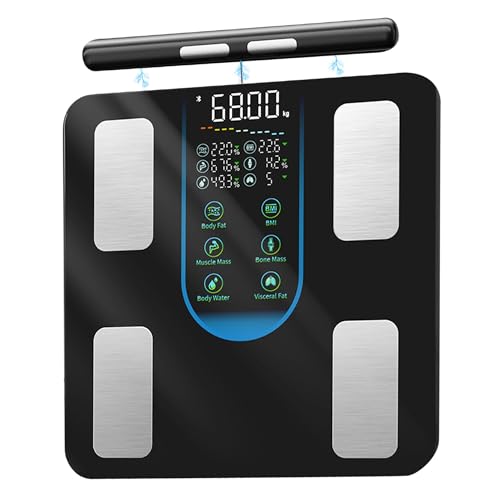 Smart Scales for Body Weight with 8 Electrodes, Digital Body Fat Body Scale with 45 Body Composition Measurements, Bluetooth Smart Scales Home Health, Large LED Display, 180 kg