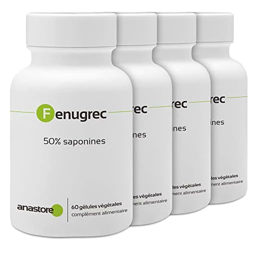 FENUGREC * PACK 3+1 GRATUIT * 500 mg / 240 gélules * Titré à 50% en saponines * Anti-inflammatoire, Carences (hémoglobine), Performances sportives (masse musculaire), Poids (Équilibre alimentaire)