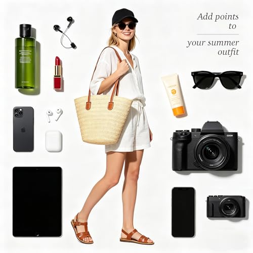 Bolso playero de paja para mujer grande tipo tote miniatura 6