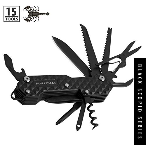 FANTASTICAR 15 in 1 Army Multi-Tool, Key Chain, Folding Pocket Knife With Premium