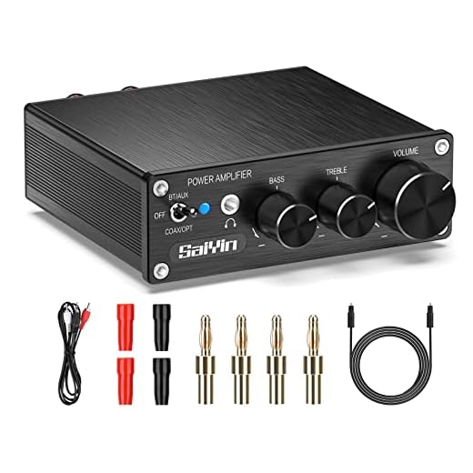 Saiyin Mini Bluetooth Amplifier Home Audio for Speakers, 2×80W 2.1 Channel Digital Class D Integrated Amp with 24-Bit 192kHz DAC and Optical Coaxial AUX Headphone Line Out Jack