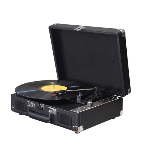 Player de Disco, Reproductor de Vinilo Vintage Reproductor de Vinilo Reproductor de Música con Altavoces 3.5 La Línea de Entrada de Audio para 7/10/12 Pulgadas de Vinilo Giratriz