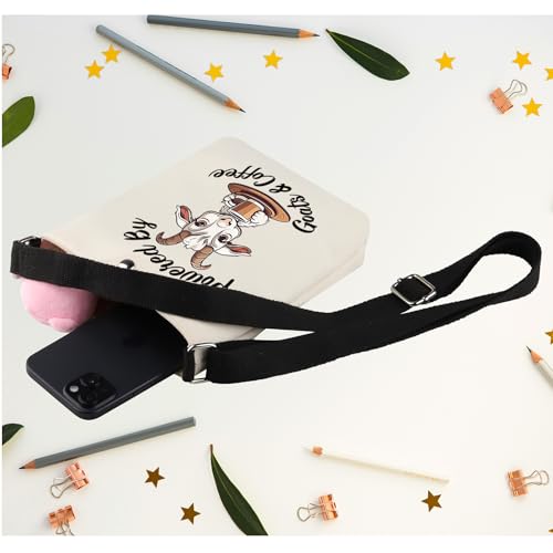 Goat Theme Gift Powered By Goats & Coffee Crossbody Bag Farm Animal Gift4