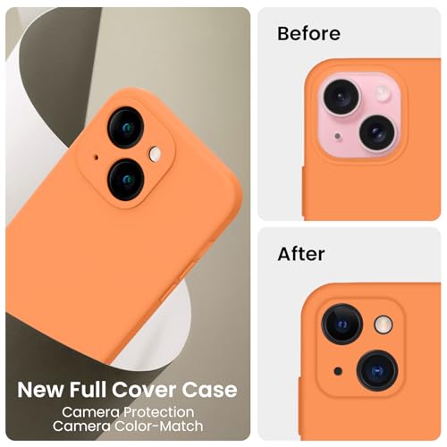 Image of FireNova Designed for iPhone 15 Case, Silicone Upgraded [Camera Protection] Phone Case, Soft Anti-Scratch Microfiber Lining Inside, 6.1 inch, Kumquat