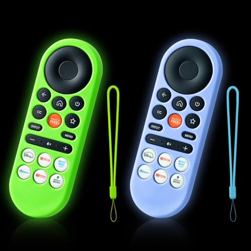 2-Pack Remote Cover for VIZIO XRT281 Remote Glowing in the Dark Silicone Case with Lanyard GITD Glow Green & Glow Blue