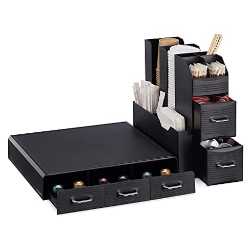 Navaris Organizador café - Set Organizador de café con 1x cajón dispensador capsulas y 1x estación para Accesorios Vasos cucharas azúcar - Organizador de Cafe para Oficina | Ya disponible en tu tienda friki favorita! En mundofriki.es!