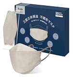 立体 マスク 大きめ22.5cm/やや大きめ21cm 不織布 個包装 30枚入 3D 大人用 【耳が痛くならない】 brodioマスク KF94とJN95の仕様と似ています 立体構造 使い捨て 息がしやすい ダイヤモンドマスク (グレージュ×紐ブラウン-やや大きめ 21cm)