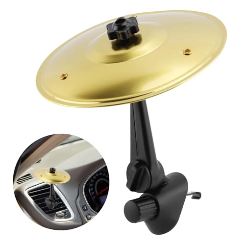 Car Cymbal Air Vent, Mini Drum Cymbal for Dashboards, Fun Musical Car Accessory for Road Trips Music Lovers, Easy Clip on Crash Cymbals for All Vehicles(COLOR:Gold)