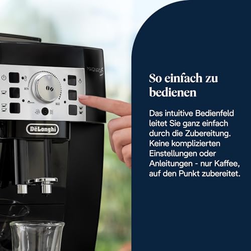De'Longhi De’Longhi Magnifica S - Perfetto Kaffeevollautomat mit klassischem Milchaufschäumer, Espresso- und Cappuccino Kaffeemaschine, Bedienfeld mit Tasten, Schwarz (ECAM22.110.B) - Funktionsansicht 5 | Tages Deals