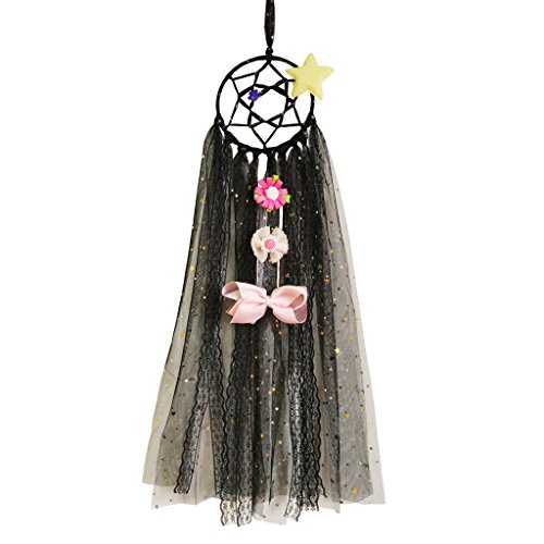 Hixixi Handmade Baby Room Decor Girls Lace Ribbon Hair Clip Hair Bow Holder Storage Organizer(Black)