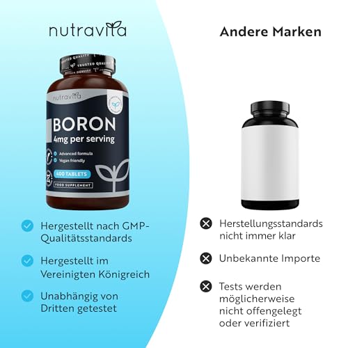Nutravita Boron - 4mg Reines Bor je Tablette - 400 Tabletten – Ansicht 8