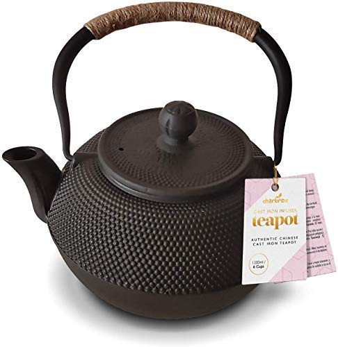 Charbrew Tetera clásica Japonesa de Hierro Fundido Negro 1200ml Tetera Kettle