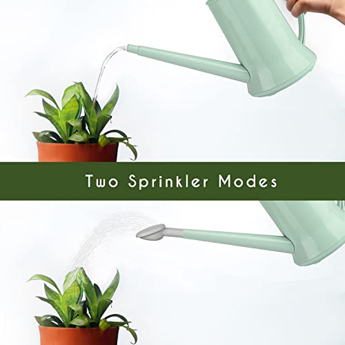XXXFLOWER 1/2 Gallon Small Indoor Plant Watering Can, 2L Long Spout Removable Nozzle Flower Watering Pot for Office House Indoor Garden(Green, 67 oz)