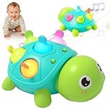 VCYCTO 赤ちゃん おもちゃ 知育玩具 男の子 女の子 ハイハイおもちゃ 動く 光るおもちゃ 音楽おもちゃ 障害物自動回避機能 音量調節 LEDライト 幼児 玩具 0歳 1歳 2歳 3歳 15曲音楽 4種類ホワイトノイズ 指先トレーニング 色覚刺激 人気 出産祝い 誕生日プレゼント クリスマス ギフト 贈り物 (グリーン)