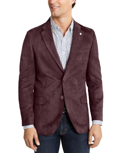 Nautica Mens Modern fit Microsuede Sport Coat Blazer 48 L Red Solid