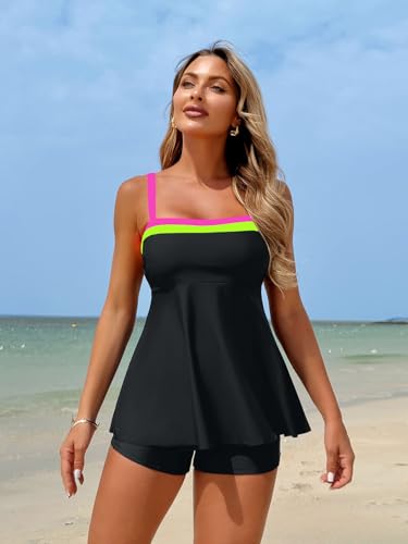 ZAFUL Womens Tankini Swimsuits Two Piece Bathing Suits Flowy Ruffle Swimwear with Shorts2