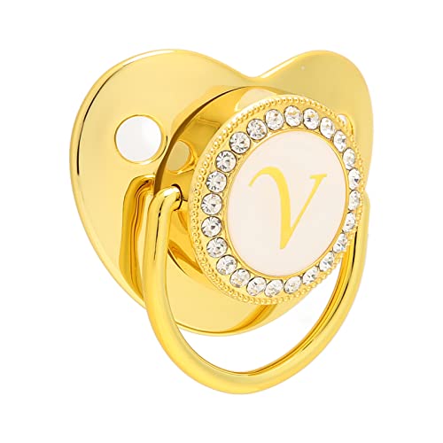 Chupete Dorado para Bebé, Diseño Curvo Personalizado, 26 Letras, Materiales Seguros, Chupete para Bebé Bling Saludable, Elementos Esenciales para Recién Nacidos con Clips para Bebés de 6 a 18(V) Chupete Dorado para Bebé, Diseño Curvo Personalizado, 26 Letras, Materiales Seguros, Chupete para Bebé Bling Saludable, Elementos Esenciales para Recién Nacidos con Clips para Bebés de 6 a 18(V)