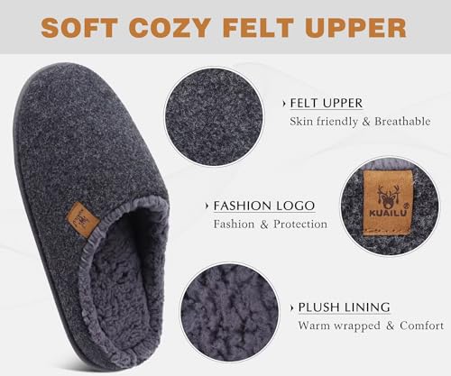Image of KuaiLu Mens House Memory Foam Slippers with Comfortable Warm Plush Lining