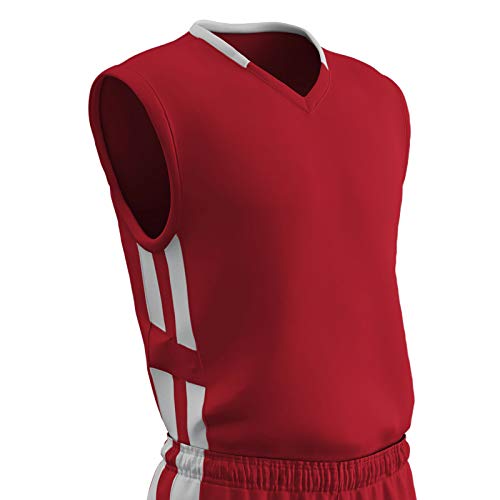 Champro Unisex-Youth Varies Muscle Basketball Jersey, Scarlet, White, Youth Large