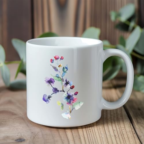 Calcomanía de vinilo para portátil de rama de flores: decoración para teletrabajo y cafeterías 4