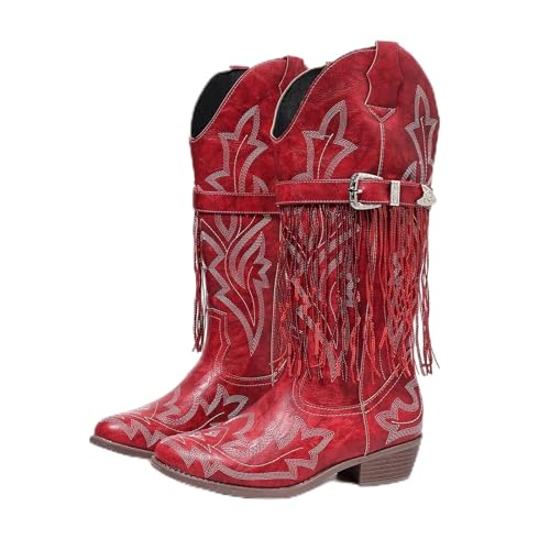 Bottes de cowboy bordeaux à bout pointu pour vos sorties rétro de saison