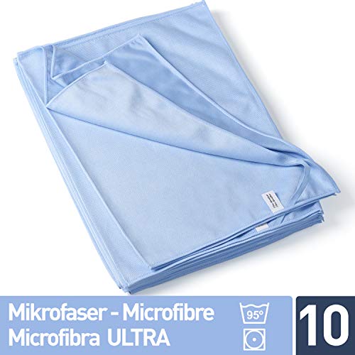 10 Panni in Microfibra 50 x 70 cm, Lavabile, Assorbente - per casa, Cucina, Hobby, Barca, Auto, Gastronomia, Top qualità (10 Panni 50x70cm, Blu), di culiclean
