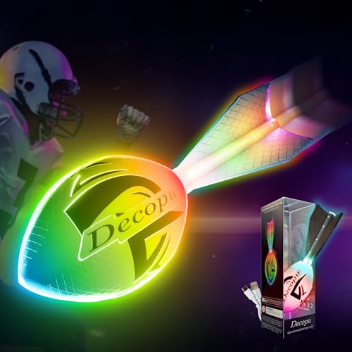 KASTUMBGA Rechargeable Glow in The Dark Light Up Football-7RGB Color Changing LED, Impact-Responsive, Durable Foam (No Pump), Perfect for Beach/Park/Backyard, Birthday Gift for Boys 6-15 Years Old
