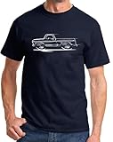 1973-77 Ford F250 Pickup Truck Redline Design Classic Print Tshirt X-Large Navy