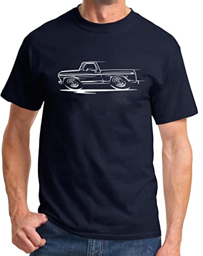 1973-77 Ford F250 Pickup Truck Redline Design Classic Print Tshirt X-Large Navy