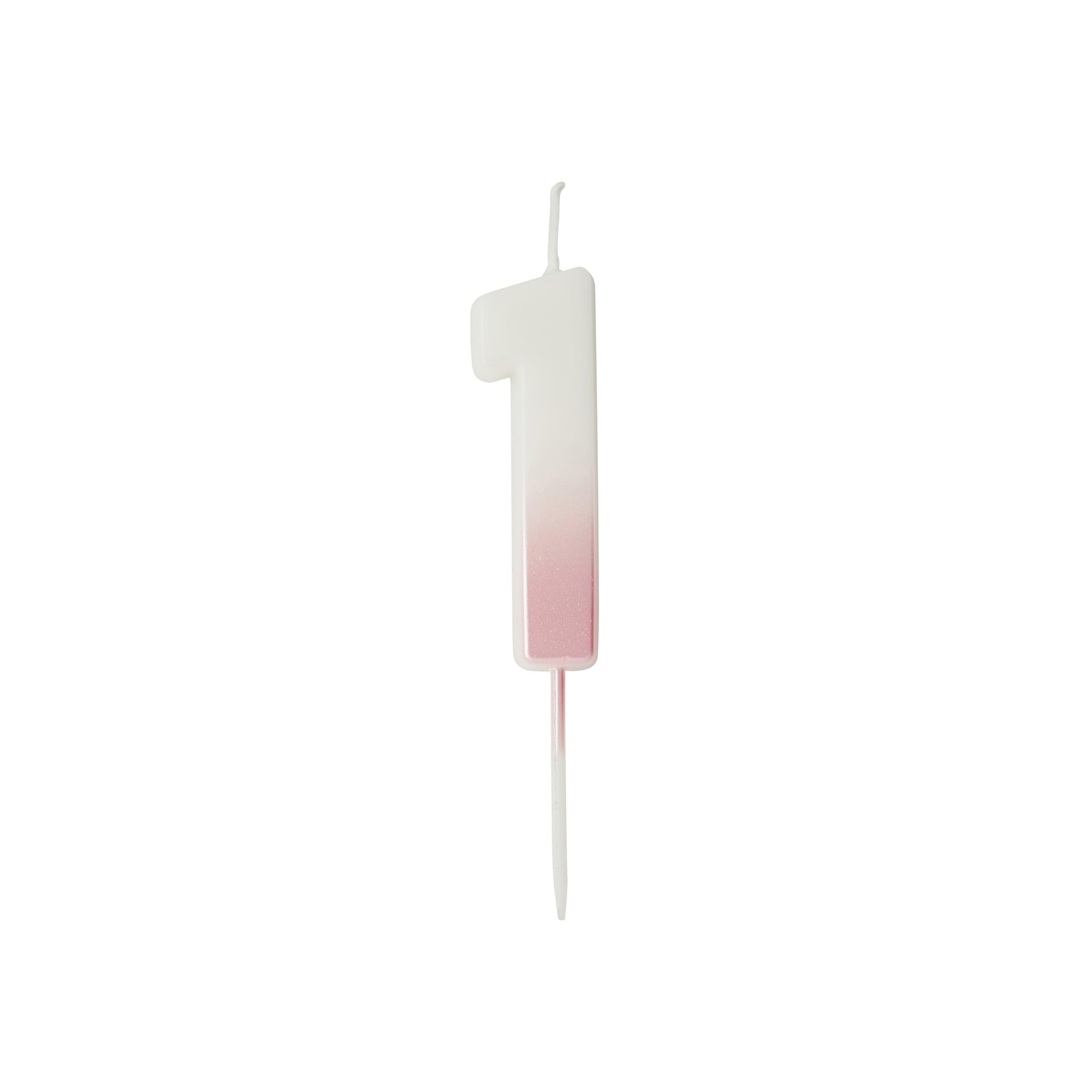Pink Ombre Number '1' Candle Birthday Candles
