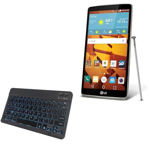 BoxWave Keyboard Compatible with LG G Stylo - SlimKeys Bluetooth Keyboard - with Backlight, Portable Slim LED 7 Colors - Jet Black