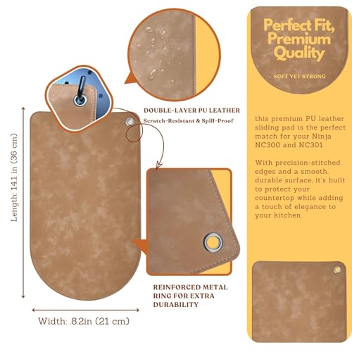 Image of Sliding Mat for Ninja NC301 CREAMi Ice Cream Maker - PU Leather Countertop Protector with Non-Slip Base, Smooth Glide, Easy Machine Movement & Scratch Protection, Stylish Design (Camel Beige, 1PCS)