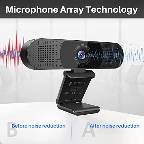 Emeet 3 In 1 1080P Webcam&Usb Volume Control Knob One-Click Mute Function C980 Pro Webcam With Microphone, 2 Speakers & 4 Built-In Omnidirectional Microphones Arrays, Noise Reduction, Plug & Play #TOP3