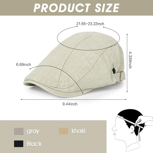 Image of 3Pcs Men's Newsboy Caps Cotton Cooling Hat Adjustable Flat Cap for Men