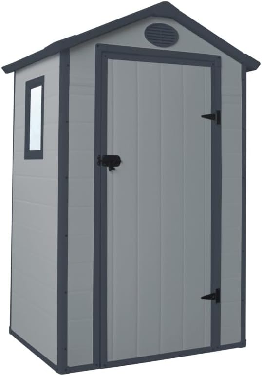 Jôbu Abri de Jardin en Résine 1,34m² Gris | Toiture Double Pente ...