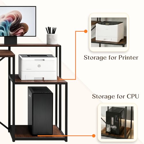 Image of Klaxon Engineered Wood Iron Study Table with Drawer, Multi-Usage Laptop Desk & Home Office (Printo-FD, DIY Installation) (FD, Tek Printer)
