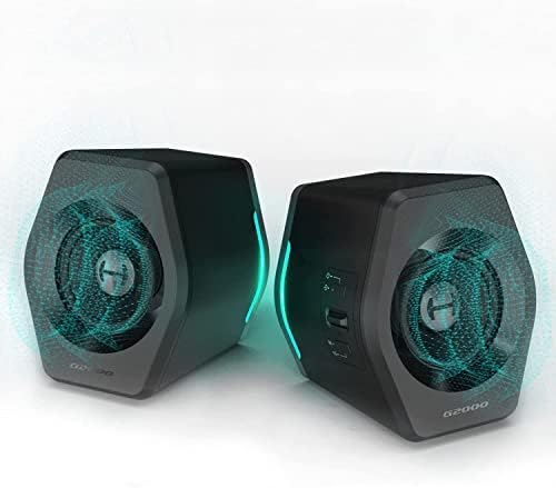 Edifier G2000 32W PC Gaming Computer Speakers for Laptop Mac Desktop Computer Woofer Speakers Bluetooth USB 3.5mm AUX Inputs RGB Lights Multimedia Speakers Black