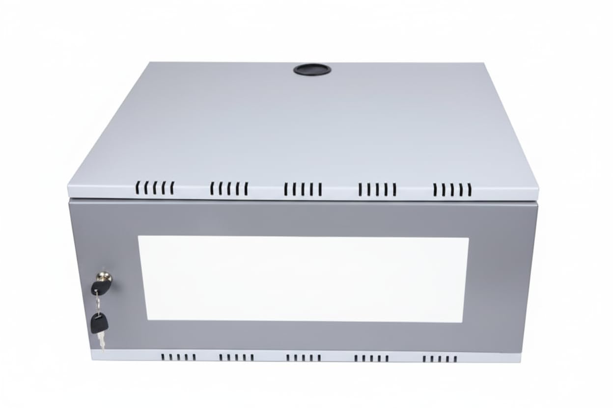 Professional 2U Server Rack Mount Cabinet, White and Gray, 405mm x 400mm x 155mm, with Ventilation Slots and Lock System-image-28