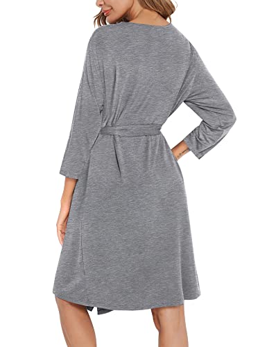 Swomog Womens Maternity Robe 2 Piece Lace Nursing Nightgown For Breastfeeding 3 In 1 Labor Delivery Pregnancy Pajamas Gown Grey #TOP5