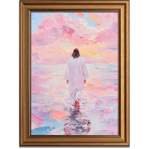 Vintage Gold Framed Wall Art Religious Christian Savior Decor Jesus