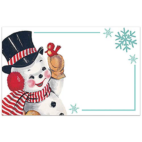 Vintage Christmas Snowman Gloss Enclosure Cards/Gift Tags - 3.5in. x 2.25in. - 50/Pack (1 Pack)