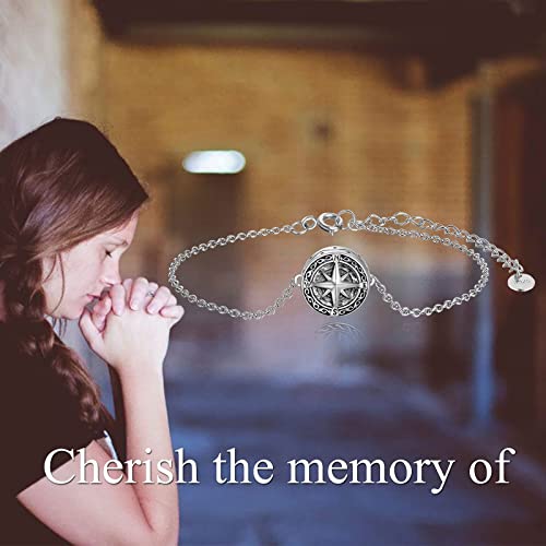 Compass Urn Bracelet for Ashes Sunflower Urn Bracelet 925 Sterling Silver Cremation Jewelry for Ashes Keepsake Irish Gifts for Men Women2