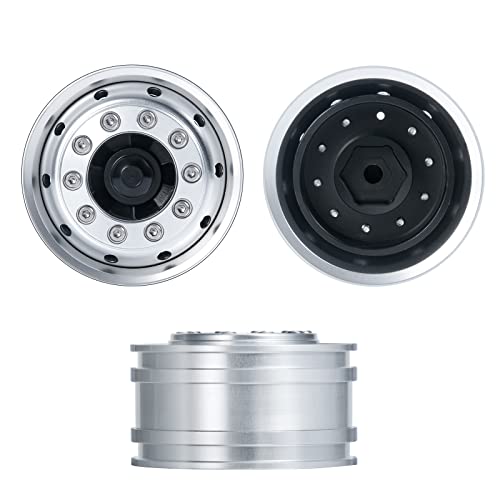 AXspeed Metall Vorderseite Felgen, 2 Stück Hex Radnaben für 1:14 Tamiya Anhänger Traktor Auto Zubehör (Silber)