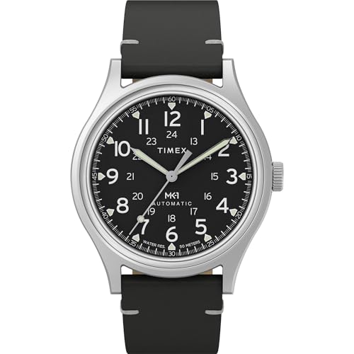 Montre homme Timex MK1 cadran noir en deux parties et boîtier argenté fini