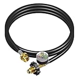 5 FT Propane Hose Adapter 1lb to 20lb with Upgrade Gauge Level Indicator Universal for Cylinder,...
