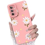 CASBST for Samsung Galaxy A16 5G Phone Case, Fashion Flower Pattern Design Girls Women Liquid Silicone Cover, Slim Shockproof and Scratch-Resistant Soft Case for Samsung A16- Pink
