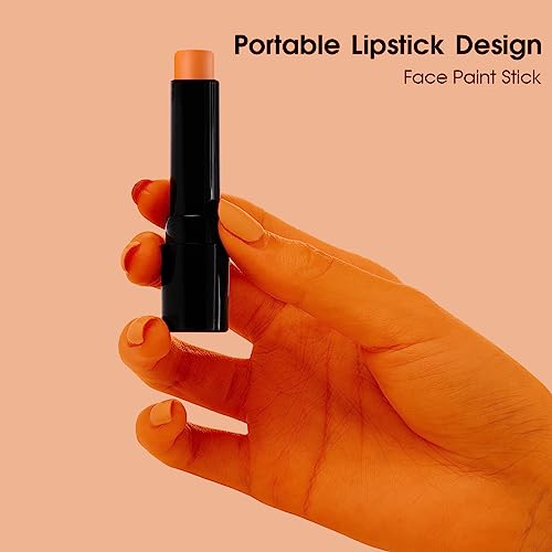 Image of BADCOLOR Orange Face Body Paint Stick, Cream Blendable Eye Black Full Body Paint Makeup for Halloween SFX Makeup Cosplay Joker Zombie Vampire Costume Parties